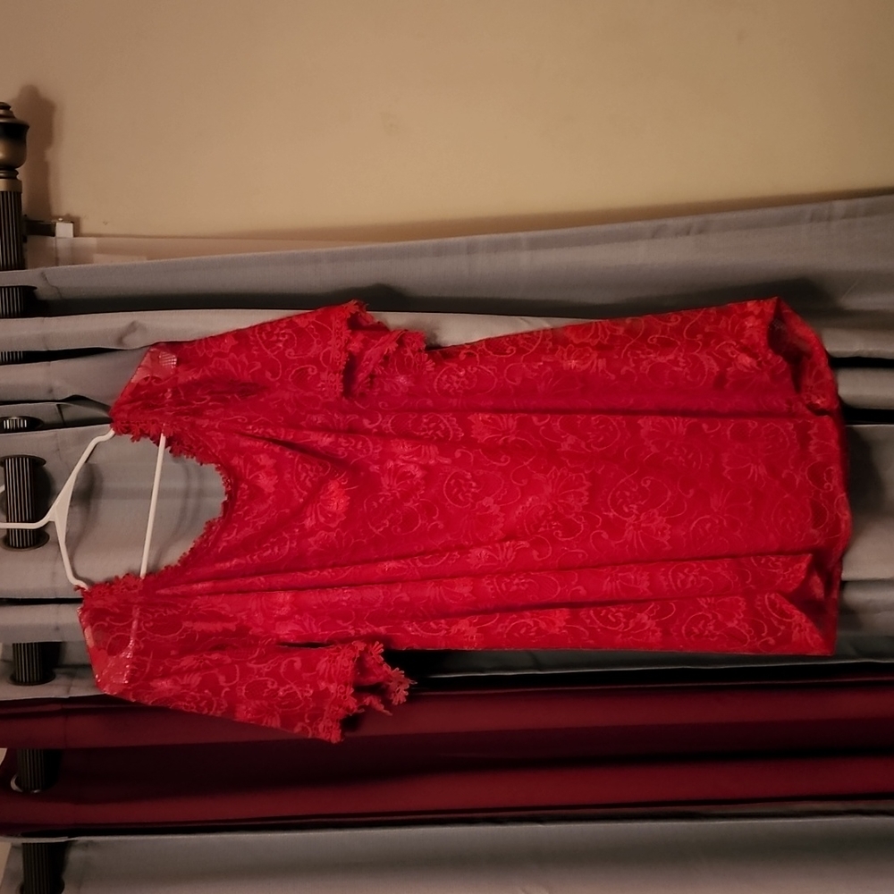 A red Miholl red lace dress